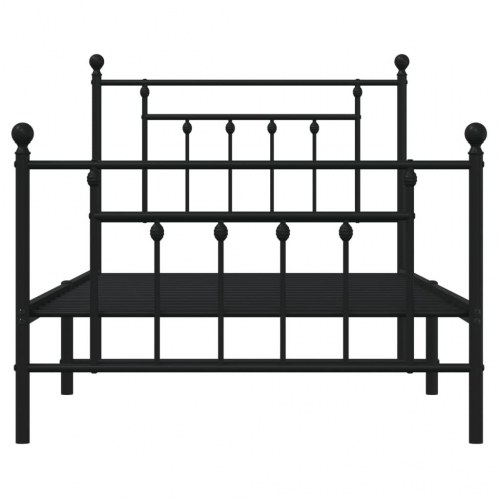 Sengeramme med gavl og fodgærde 100×190 cm - metal, sort