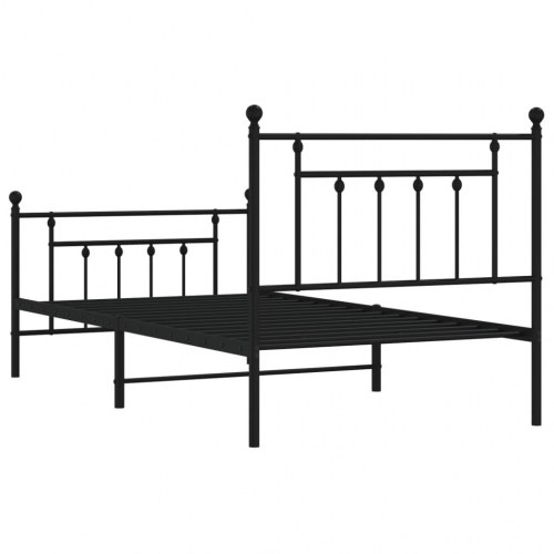 Sengeramme med gavl og fodgærde 100×190 cm - metal, sort
