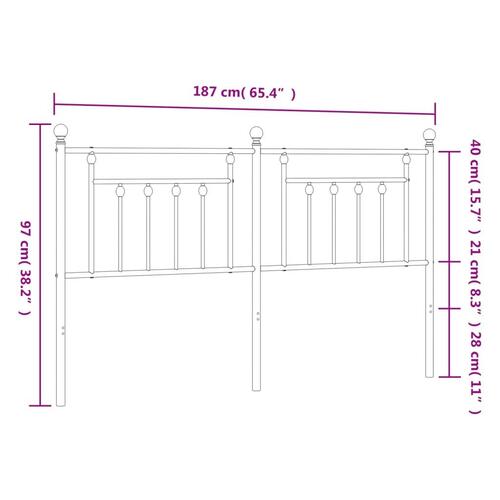 Sengegavl 180 cm metal sort