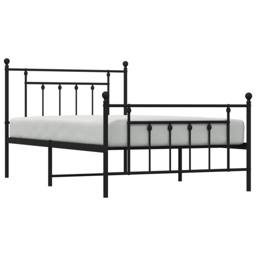 Sengeramme med sengegavl og fodgærde 100×200 cm - metal, sort