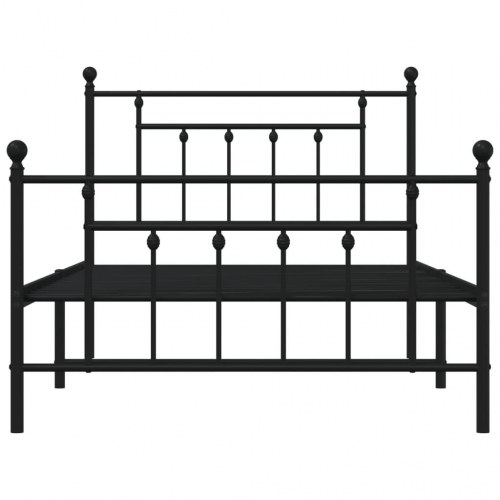 Sengeramme med sengegavl og fodgærde 100×200 cm - metal, sort