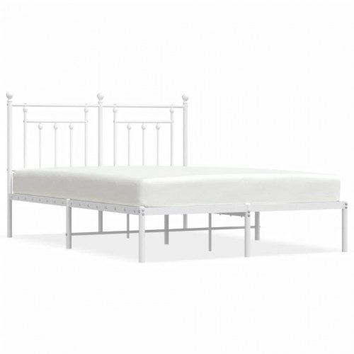 Sengeramme med sengegavl 140×200 cm - metal, hvid