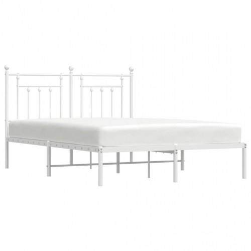 Sengeramme med sengegavl 140×200 cm - metal, hvid