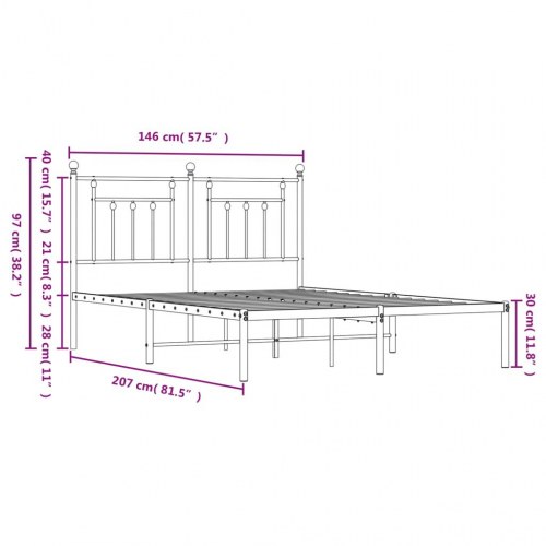 Sengeramme med sengegavl 140×200 cm - metal, hvid