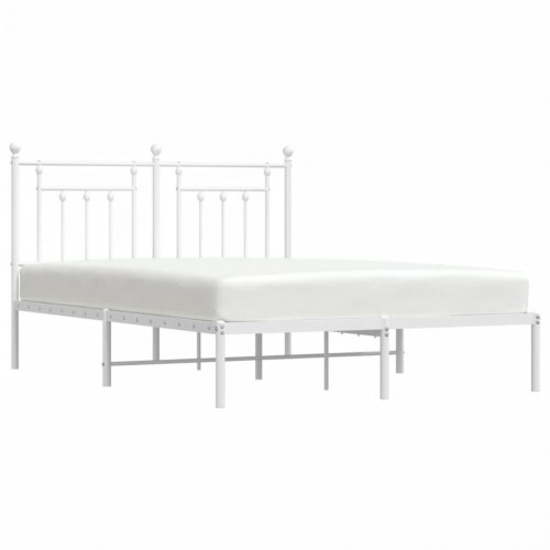 Sengeramme med sengegavl 150×200 cm - metal, hvid