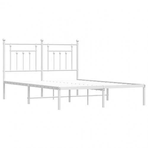 Sengeramme med sengegavl 150×200 cm - metal, hvid