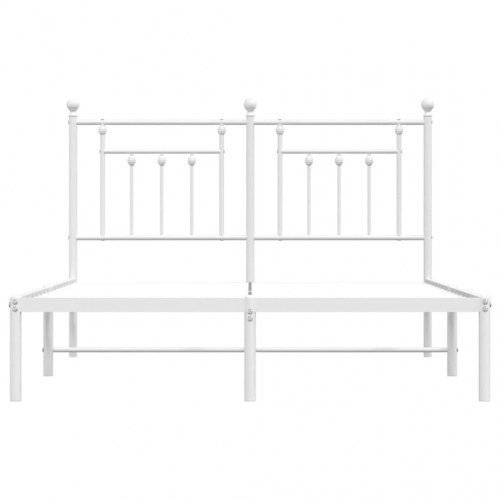 Sengeramme med sengegavl 150×200 cm - metal, hvid