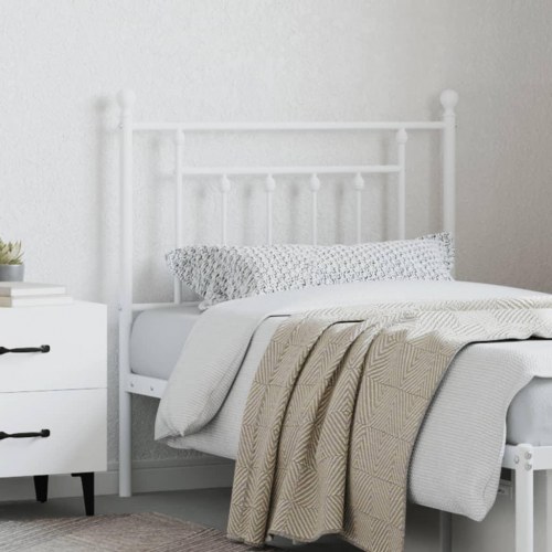 Sengegavl i metal til 80 cm madras - hvid