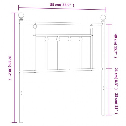 Sengegavl i metal til 80 cm madras - hvid