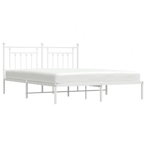 Sengeramme med sengegavl 160×200 cm - metal, hvid