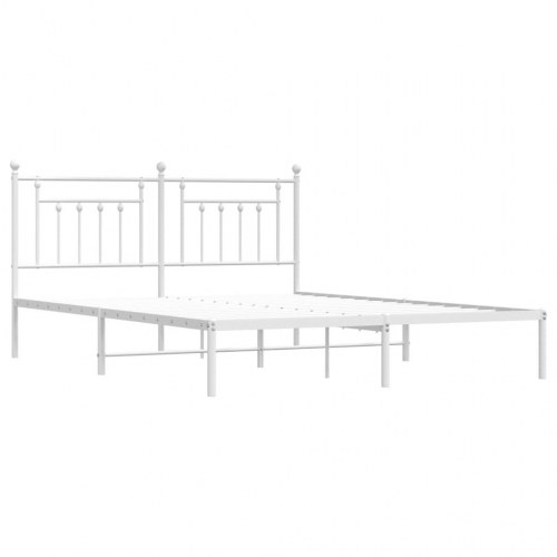 Sengeramme med sengegavl 160×200 cm - metal, hvid