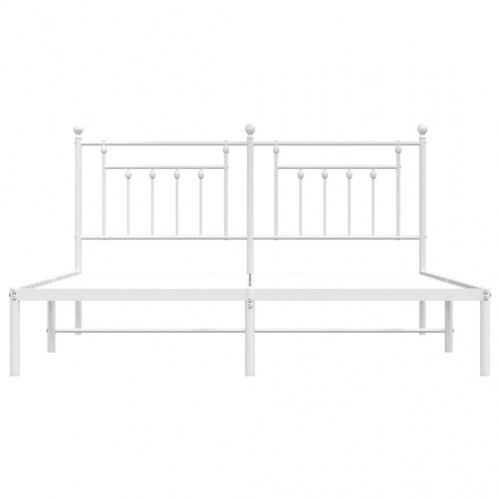 Sengeramme med sengegavl 160×200 cm - metal, hvid