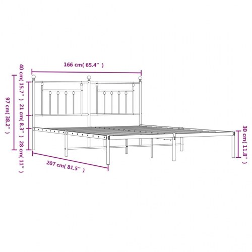 Sengeramme med sengegavl 160×200 cm - metal, hvid