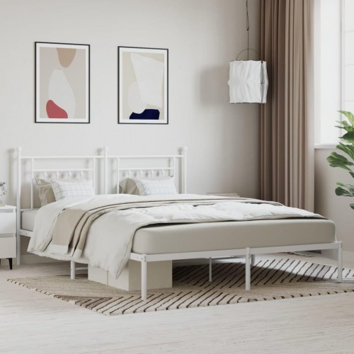 Sengeramme med sengegavl 180×200 cm - metal, hvid