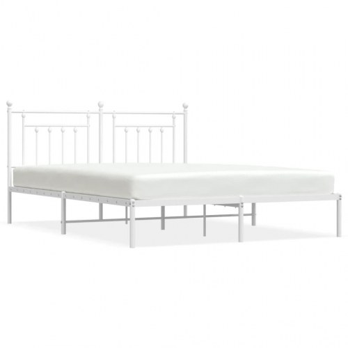 Sengeramme med sengegavl 180×200 cm - metal, hvid