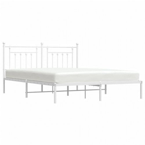 Sengeramme med sengegavl 180×200 cm - metal, hvid
