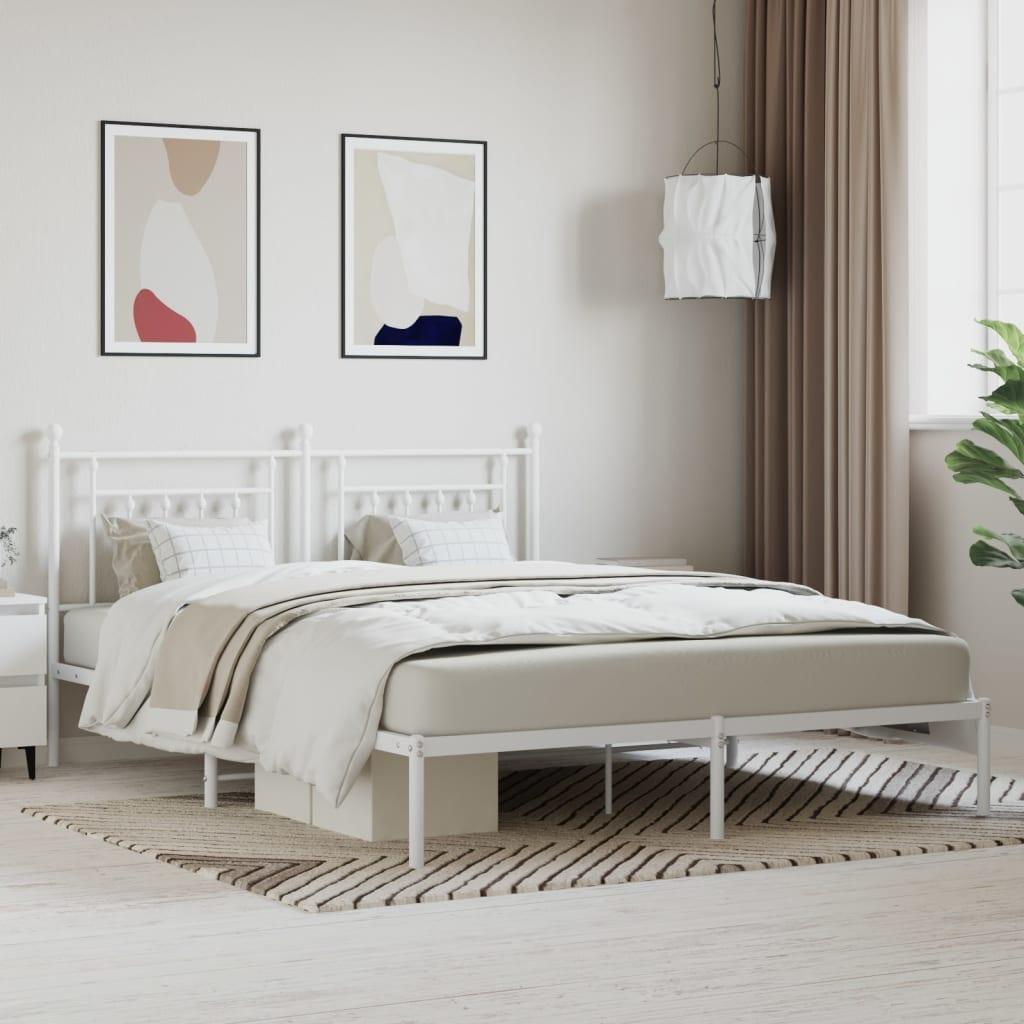 Sengeramme med sengegavl 183×213 cm - metal, hvid