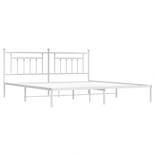 Sengeramme med sengegavl i metal - 193 x 203 cm, hvid
