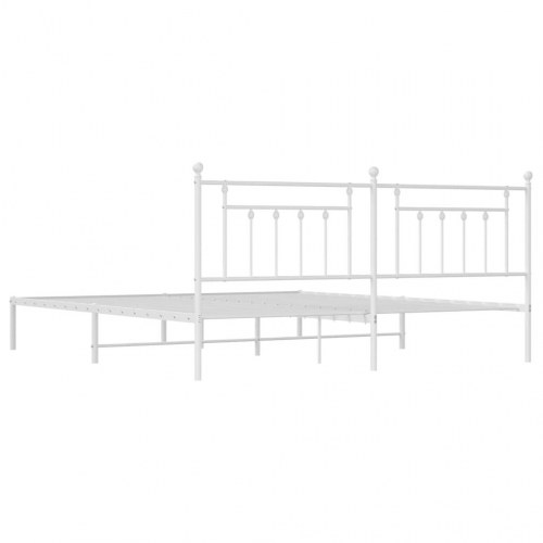 Sengeramme med sengegavl i metal - 193 x 203 cm, hvid