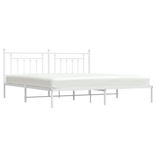 Sengeramme med sengegavl 200x200 cm - metal, hvid