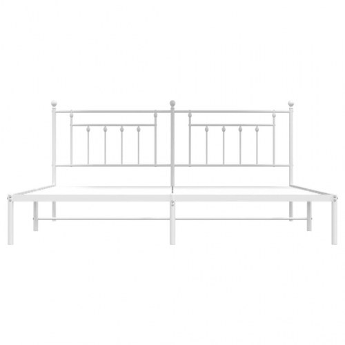 Sengeramme med sengegavl 200x200 cm - metal, hvid