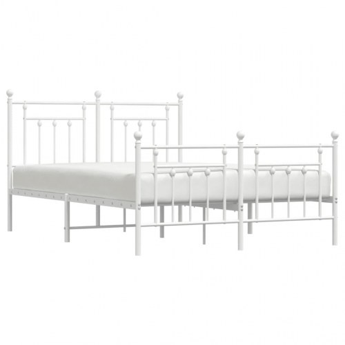 Sengeramme med gavl og fodgærde 140×190 cm - metal, hvid