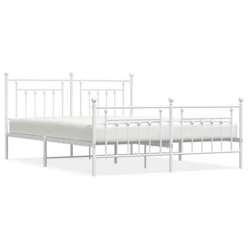 Sengeramme med gavl og fodgærde 183×213 cm - metal, hvid