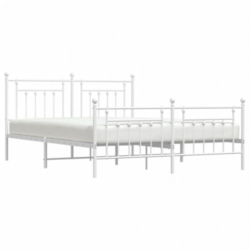 Sengeramme med gavl og fodgærde 183×213 cm - metal, hvid