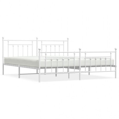 Sengeramme med gavl og fodgærde 193×203 cm - metal, hvid