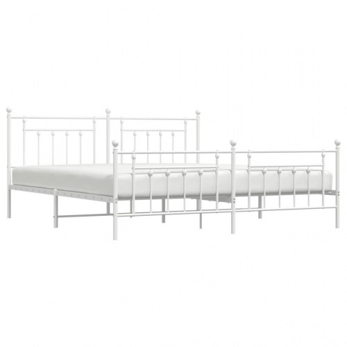 Sengeramme med gavl og fodgærde 193×203 cm - metal, hvid