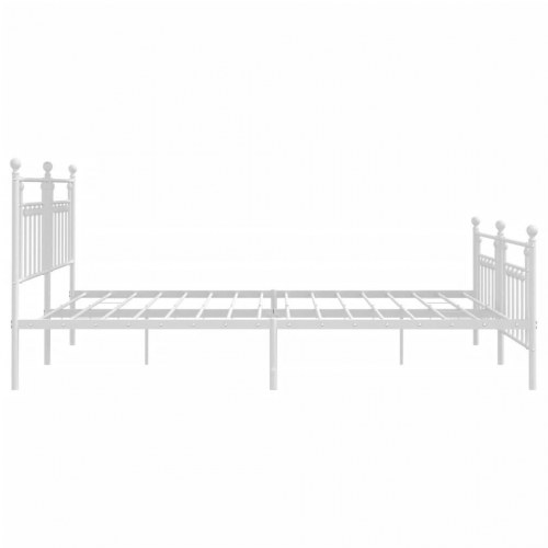 Sengeramme med gavl og fodgærde 193×203 cm - metal, hvid