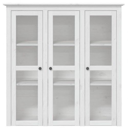 Skab med glaslåger BODO i massivt fyrretræ - hvid, 115,5×38,5×118 cm