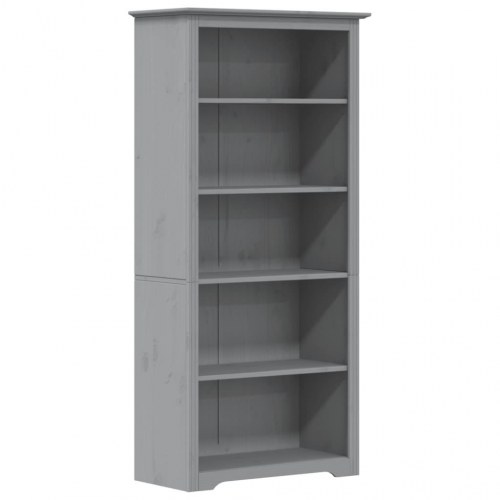 Bogreol BODO - 5 hylder, 82×40×173 cm, massivt fyrretræ, grå