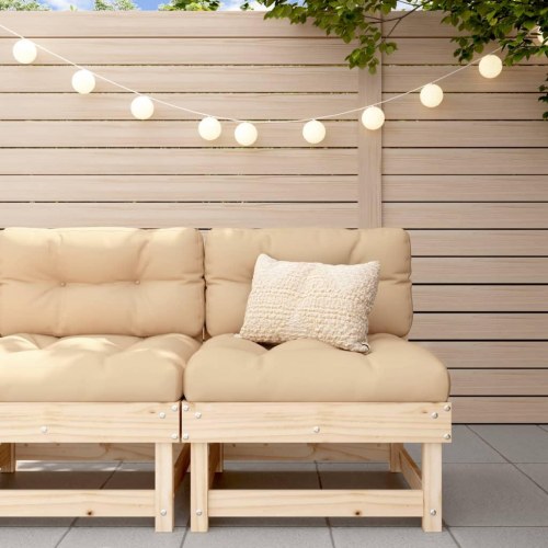 Midtermodul til havesofa i massivt fyrretræ med beige hynder