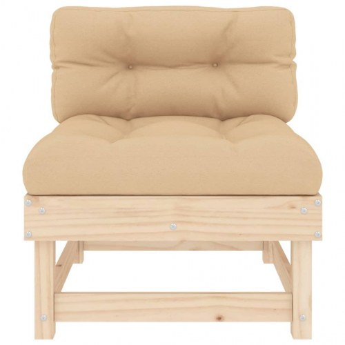 Midtermodul til havesofa i massivt fyrretræ med beige hynder