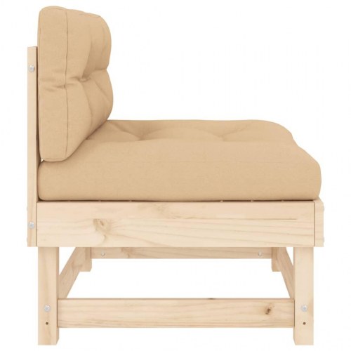 Midtermodul til havesofa i massivt fyrretræ med beige hynder