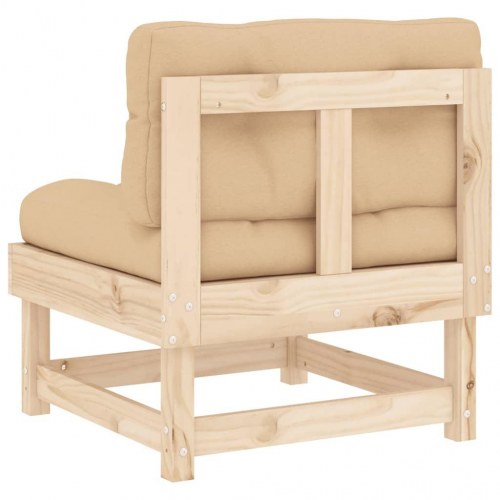 Midtermodul til havesofa i massivt fyrretræ med beige hynder