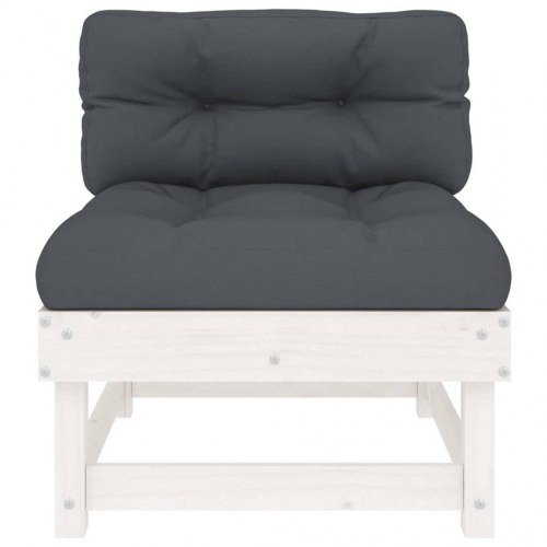 Midtermodul til havesofa med hynder - massivt fyrretræ, hvid/antracitgrå