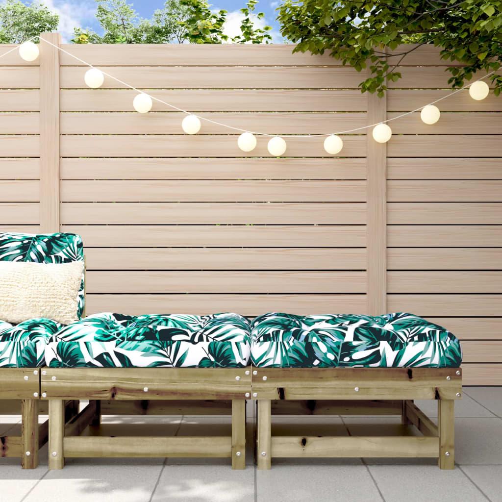 Hjørnemodul Med Hynder Massivt Fyrretræ - Brun / 2x fodskammel