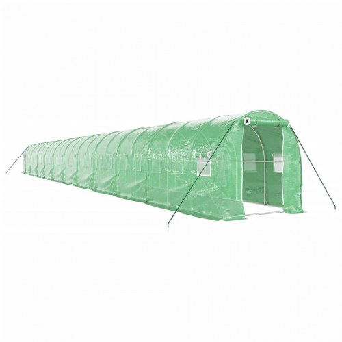 Drivhus med stålstel 44 m² - 22 × 2 × 2 m, grøn