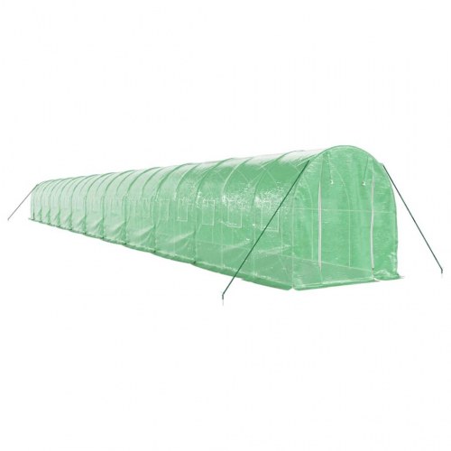 Drivhus med stålstel 44 m² - 22 × 2 × 2 m, grøn