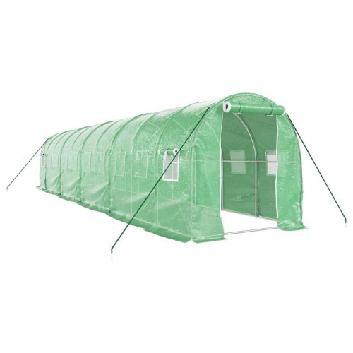 Drivhus med stålstel 20 m² - 10 × 2 × 2 m, grøn