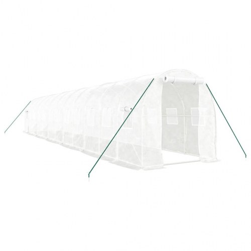 Drivhus med stålstel 24 m² - 12×2×2 m, hvid