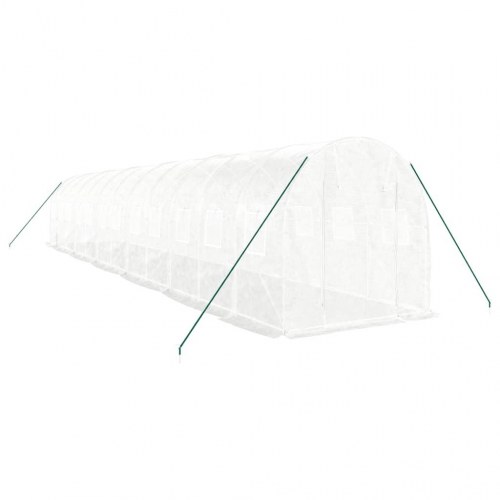 Drivhus med stålstel 24 m² - 12×2×2 m, hvid
