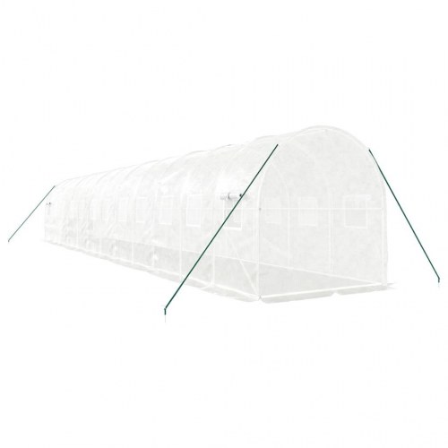 Drivhus med stålstel 24 m² - 12×2×2 m, hvid