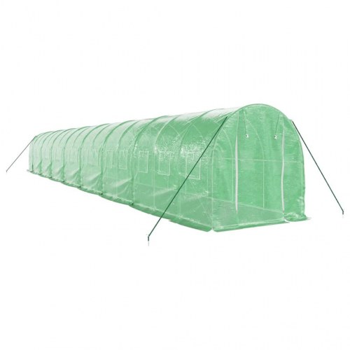 Drivhus med stålstel 32 m² - 16 × 2 × 2 m, grøn