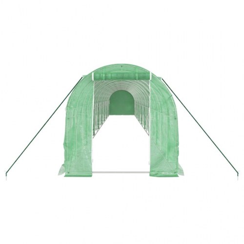 Drivhus med stålstel 32 m² - 16 × 2 × 2 m, grøn