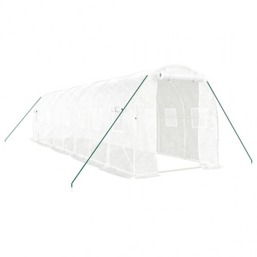 Drivhus med stålstel 16 m² - 8×2×2 m, hvid