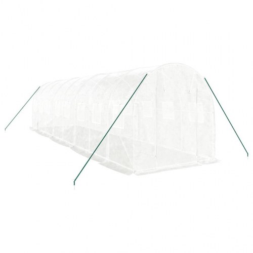 Drivhus med stålstel 16 m² - 8×2×2 m, hvid