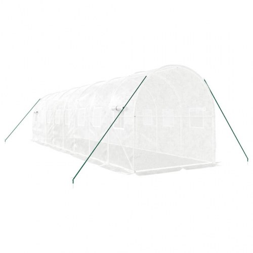 Drivhus med stålstel 16 m² - 8×2×2 m, hvid